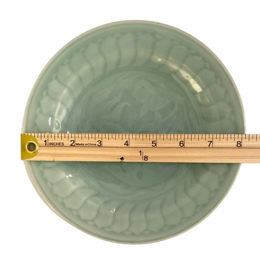 Lillian Vernon Celadon Fish Koi Dessert Salad Plates Light Jade Green Set of 2 - Picture 2 of 6